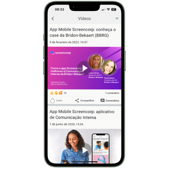 Funcionalidade do App de Comunicação Interna: Vídeos