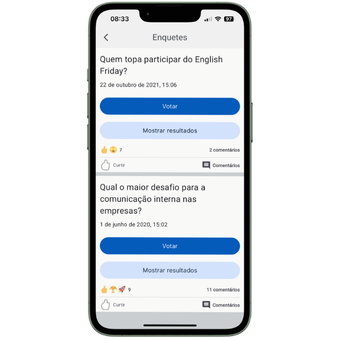 Funcionalidade do App de Comunicação Interna: Enquete