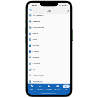 Funcionalidade do App de Comunicação Interna: Menu