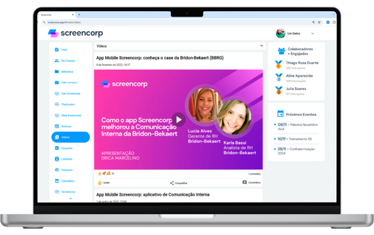 Funcionalidade do App de Comunicação Interna: Vídeos
