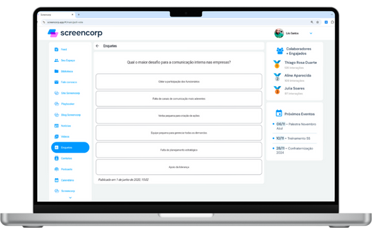 Funcionalidade do App de Comunicação Interna: Enquete