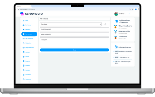 Funcionalidade do App de Comunicação Interna: Fale Conosco