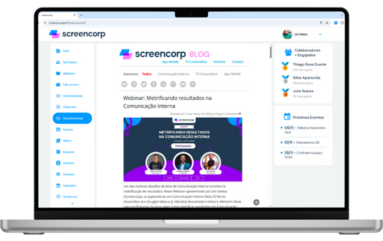 Funcionalidade do App de Comunicação Interna: Link