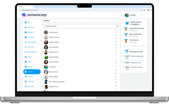 Funcionalidade do App de Comunicação Interna: Contatos