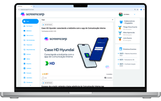 Funcionalidade do App de Comunicação Interna: Menu